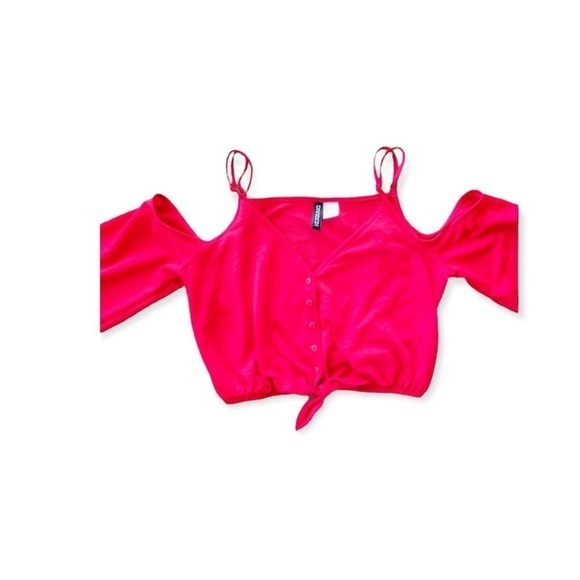 Divided H&M crop top long sleeve cold shoulder SMALL red - Picture 9 of 9